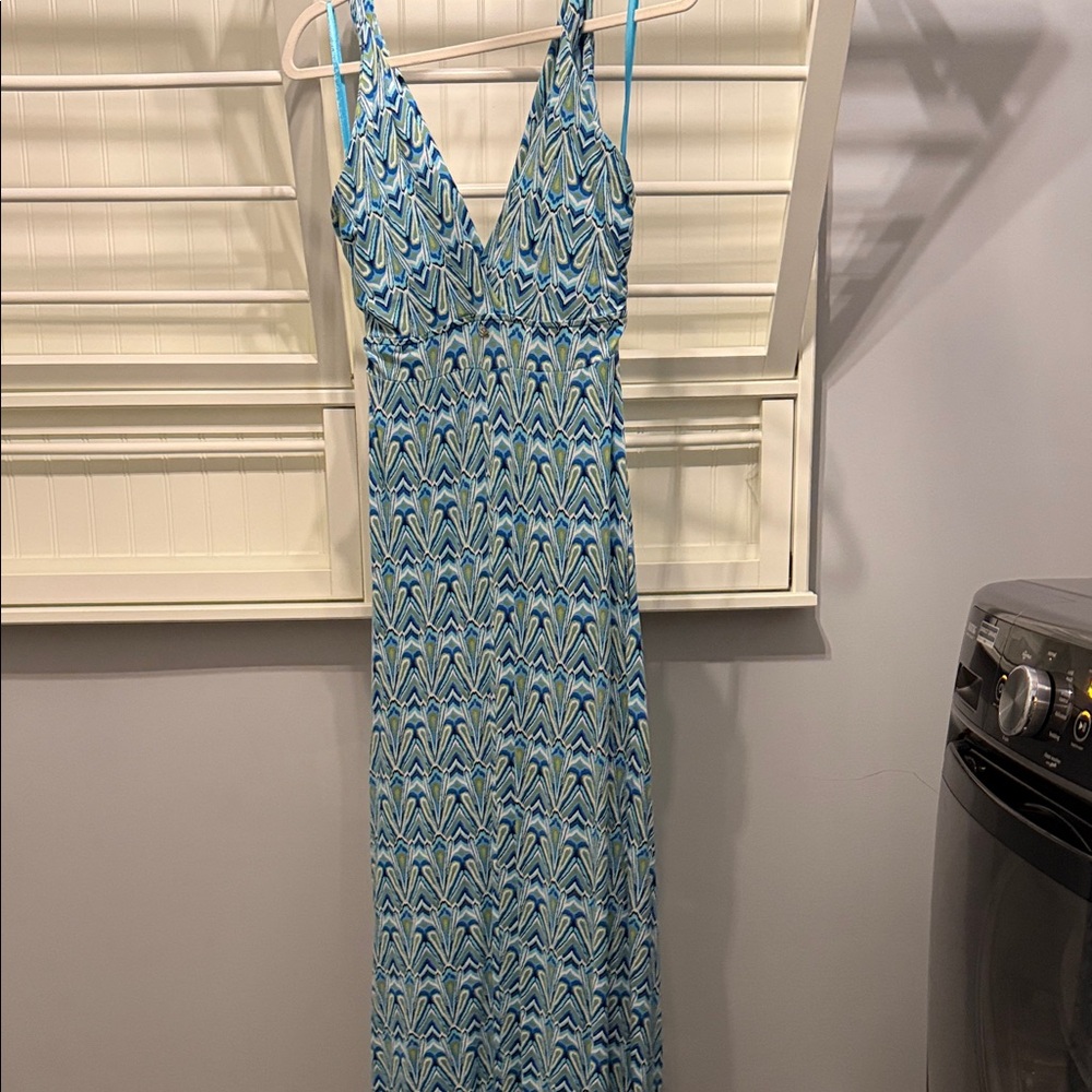 Blue Patterned Maxi Dress - Picture 3 of 3